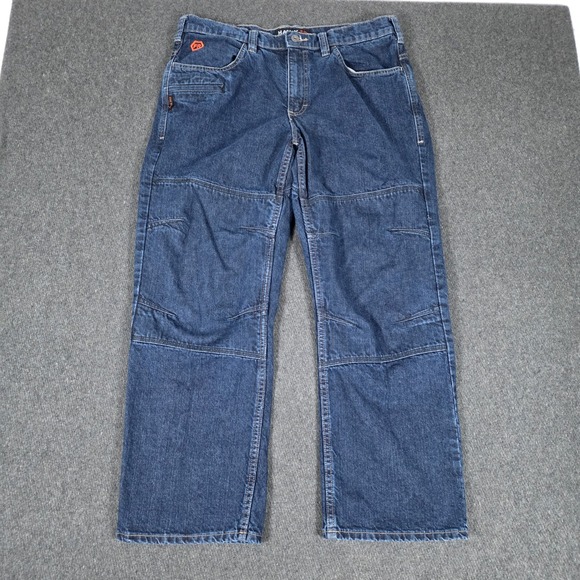 Hawx FR Flame Resistant Work Jeans Double Knee Mens 36x28.5 Indigo Blue 19 ATPV - Picture 2 of 14